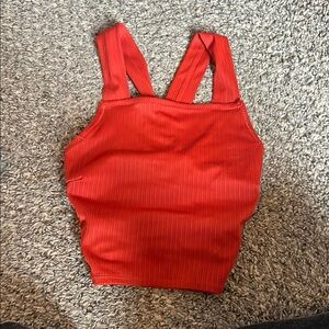 Red Ribbed Women's Top